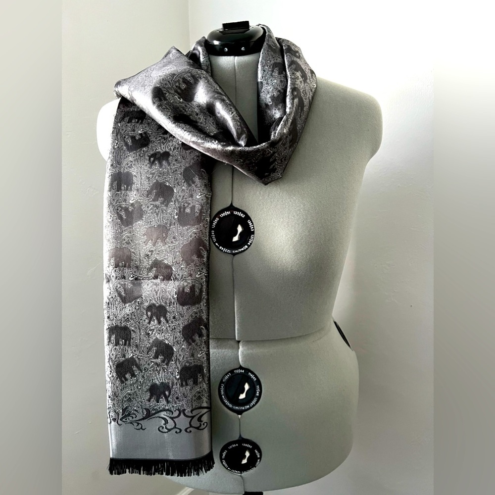 100% Silk Pashmina - Iridescent Silver